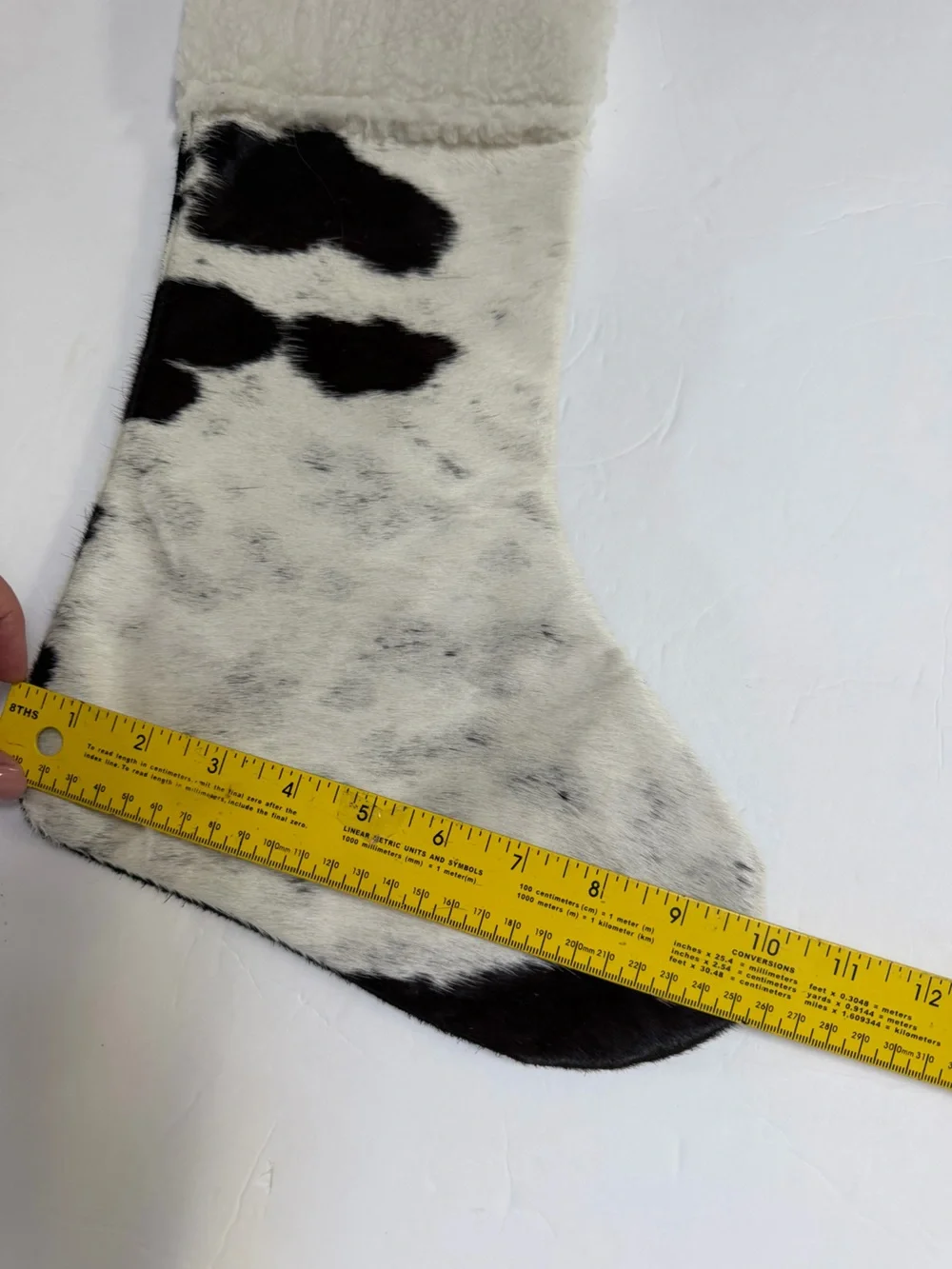 Pair Cowhide Fur Christmas Stockings - Neutral Brown & White